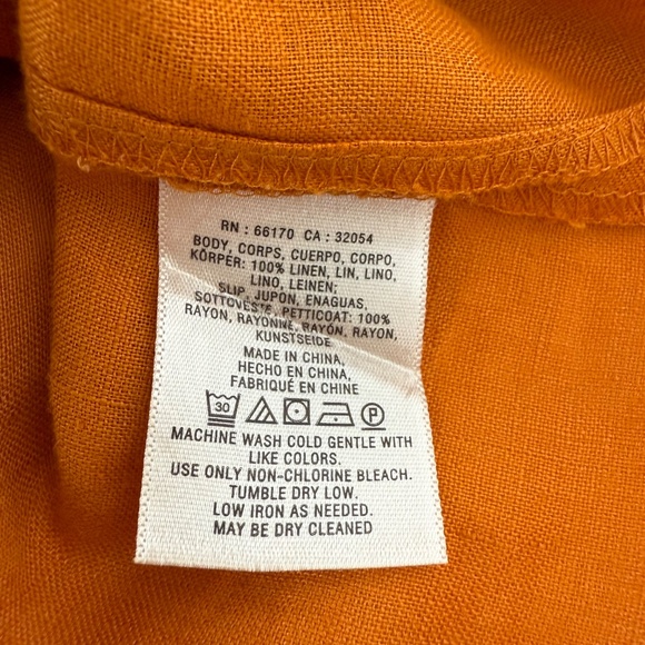 Anthropologie Maeve Lace-Up Linen Dress in Mango size 00P - Picture 12 of 12